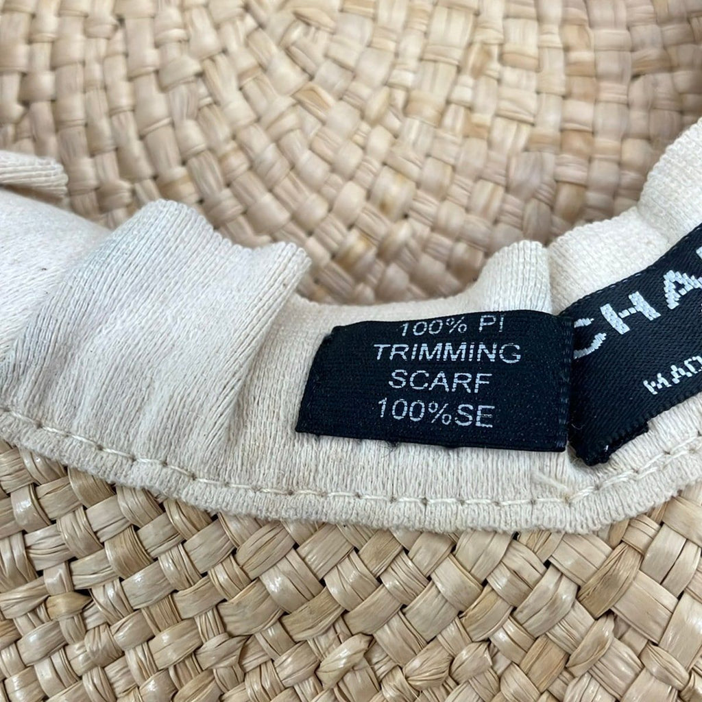 Chanel Hat 57 Beige Purple Multi Straw Hat Silk — view 6