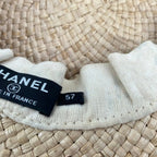 Chanel Hat 57 Beige Purple Multi Straw Hat Silk — view 7