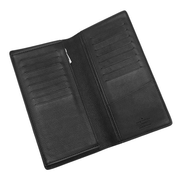Louis Vuitton Wallet Portefeuille Brazza Leather Black Silver Coin Purse Card — view 7