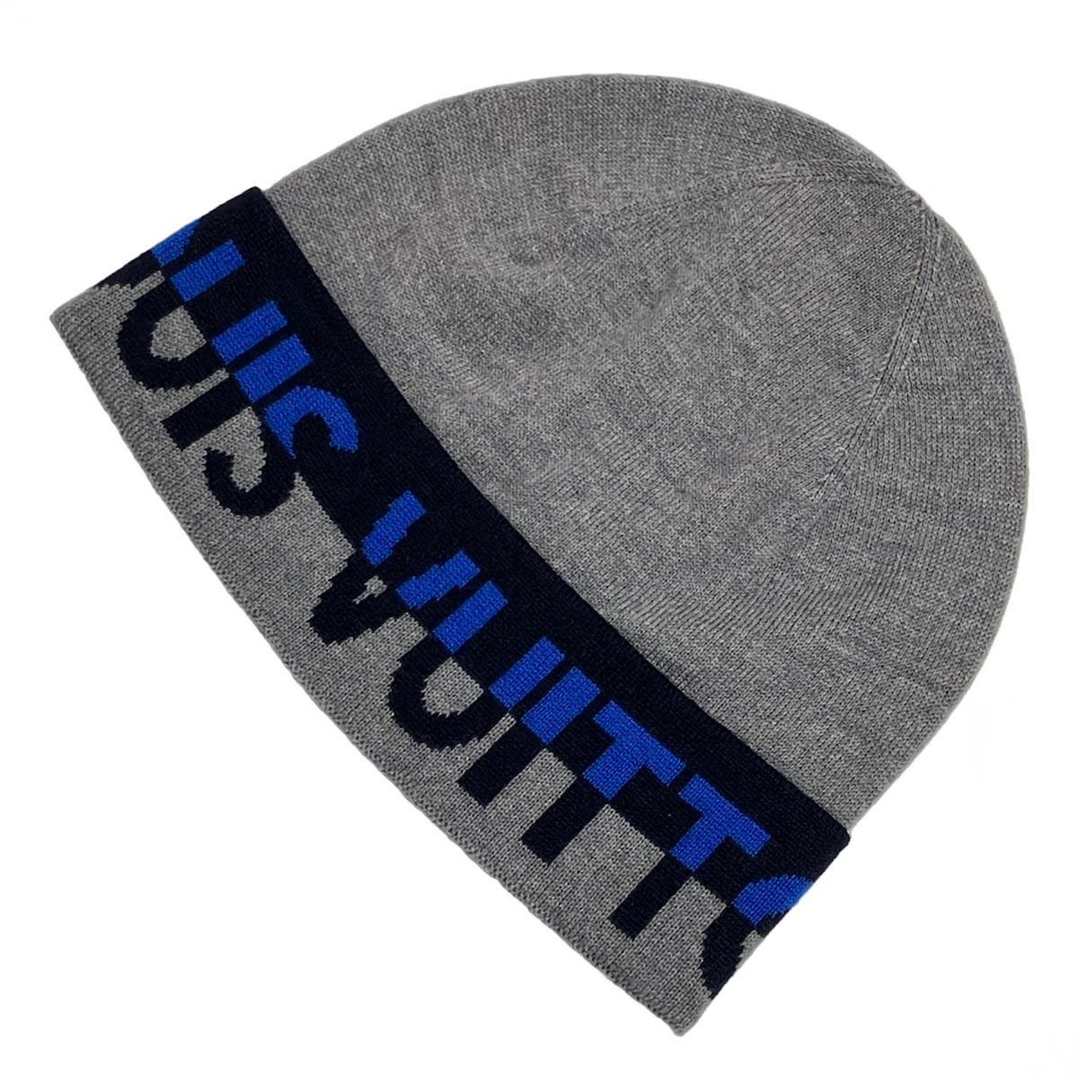 Louis Vuitton Knit Hat Gray Dark Navy Blue Wool