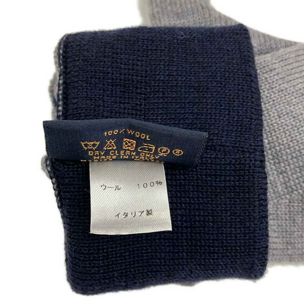 Louis Vuitton Gloves Gray Dark Navy Blue Wool — view 5
