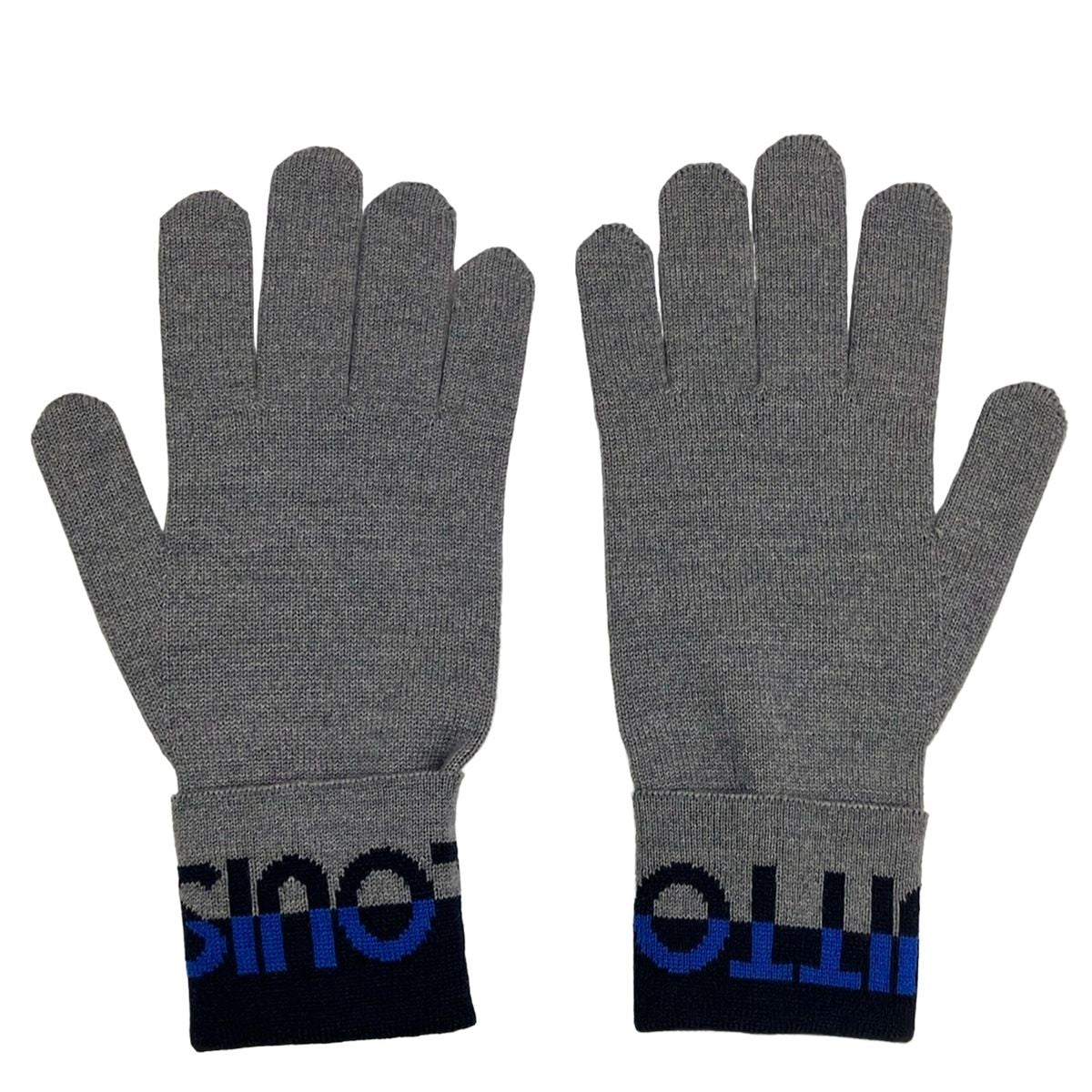 Louis Vuitton Gloves Gray Dark Navy Blue Wool — view 3
