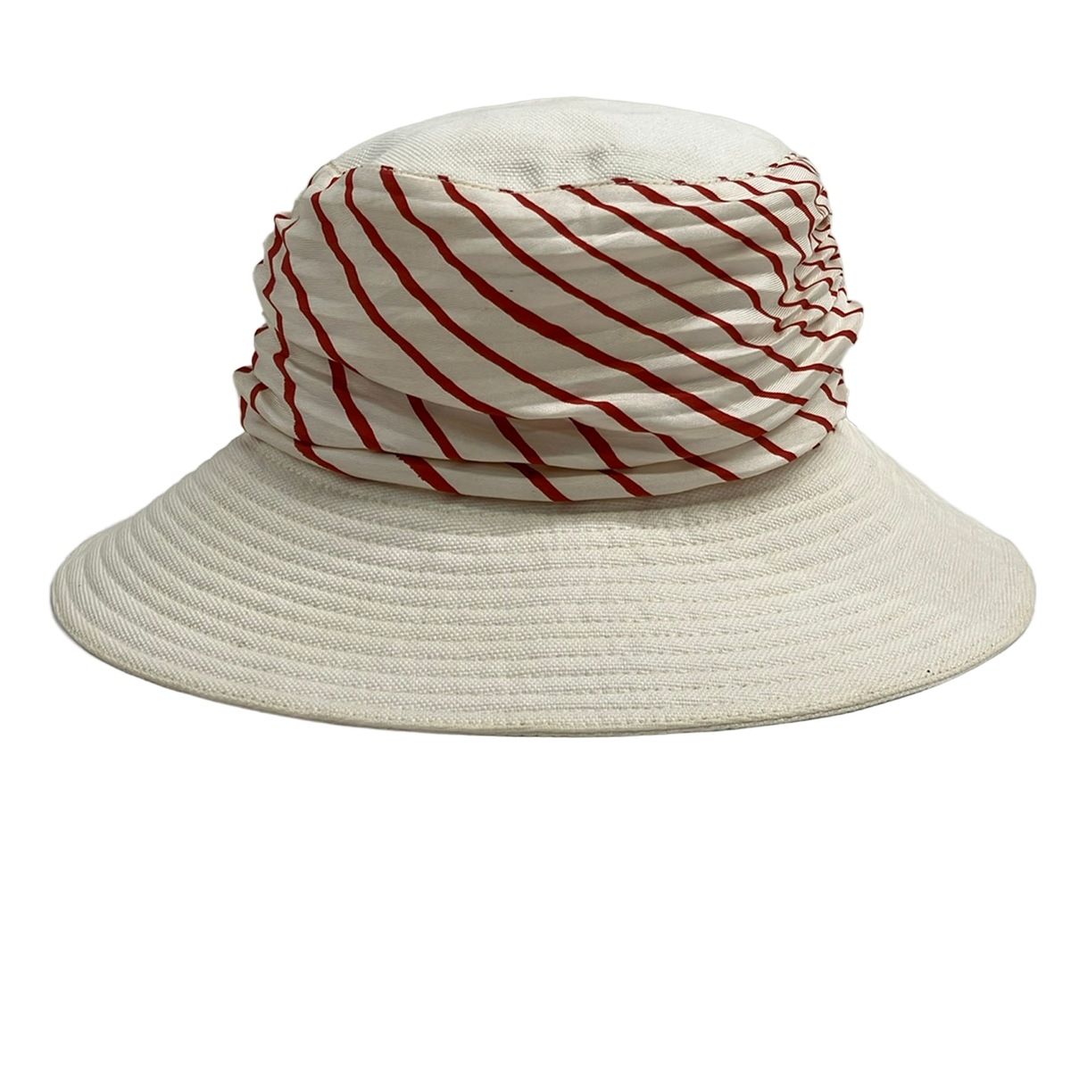 Hermes Hat 56 Ivory Red Linen Silk — view 3