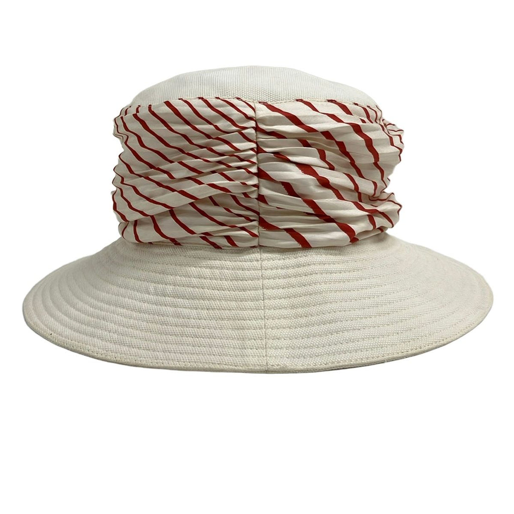 Hermes Hat 56 Ivory Red Linen Silk — view 2