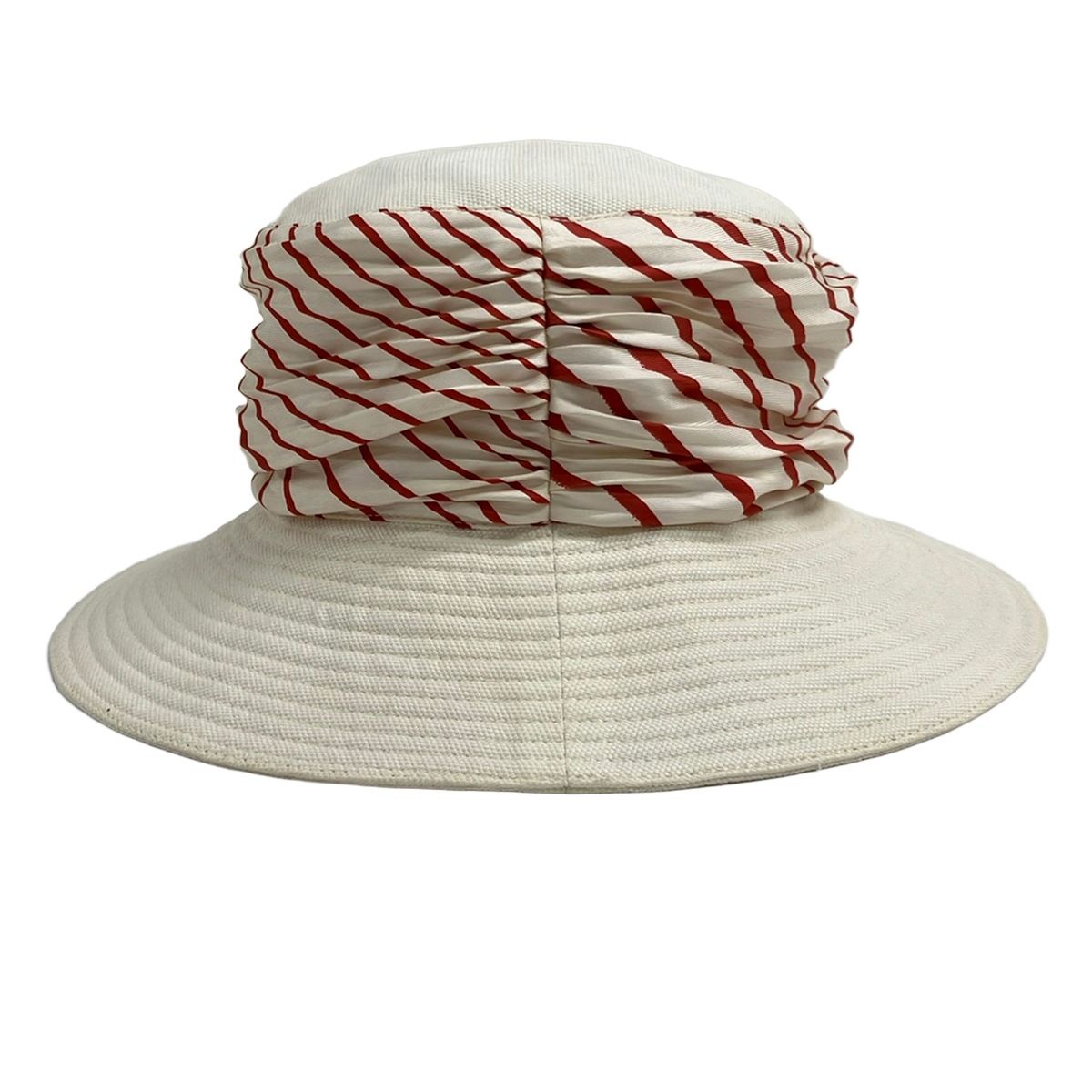 Hermes Hat 56 Ivory Red Linen Silk — view 2