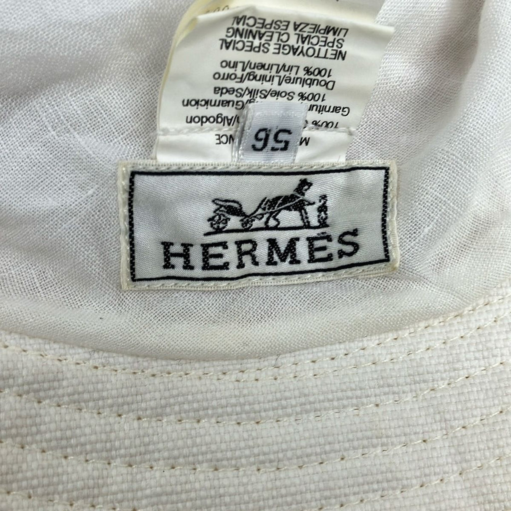 Hermes Hat 56 Ivory Red Linen Silk — view 5