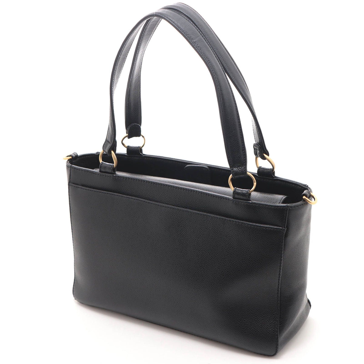 Chanel CC Logo 2-Way Black Caviar Shoulder Bag — view 2