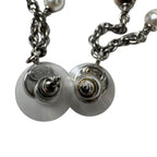 Chanel CC Logo Long Drop Earrings Light Stone Pearl — view 8