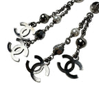 Chanel CC Logo Long Drop Earrings Light Stone Pearl — view 4