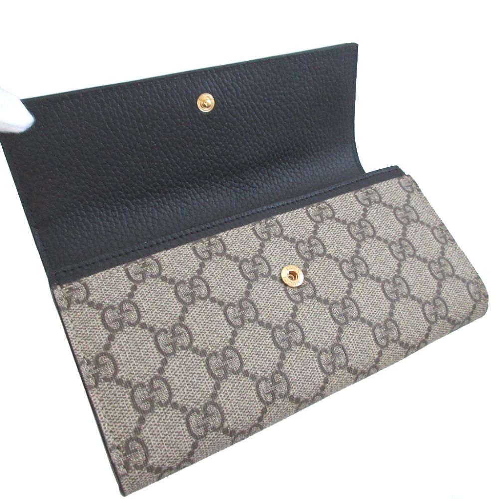 Gucci Double G GG Supreme Leather Beige Black Bifold Wallet — view 4