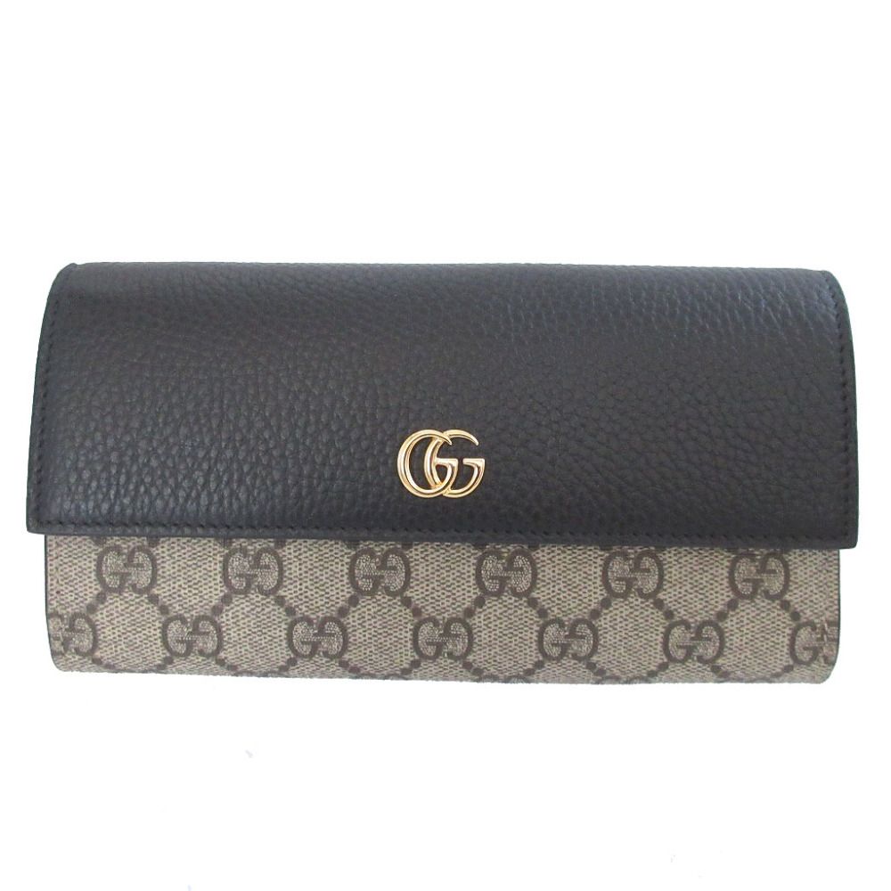 Gucci Double G GG Supreme Leather Beige Black Bifold Wallet