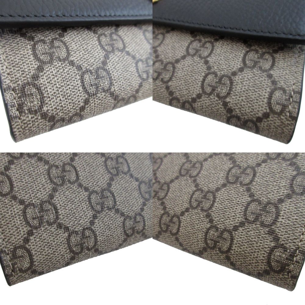Gucci Double G GG Supreme Leather Beige Black Bifold Wallet — view 8