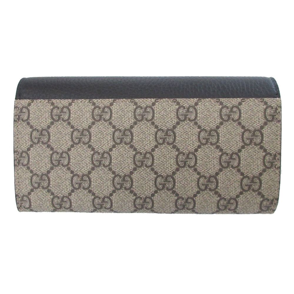 Gucci Double G GG Supreme Leather Beige Black Bifold Wallet — view 3