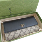 Gucci Double G GG Supreme Leather Beige Black Bifold Wallet — view 2