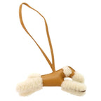 Hermes Buddy Agneau Milo Shearling Sesame Bag Charm Keychain — view 3