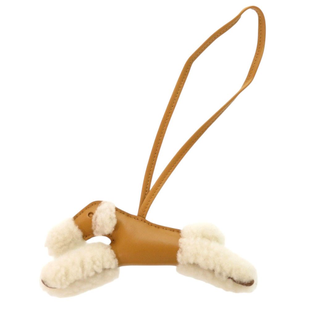 Hermes Buddy Agneau Milo Shearling Sesame Bag Charm Keychain