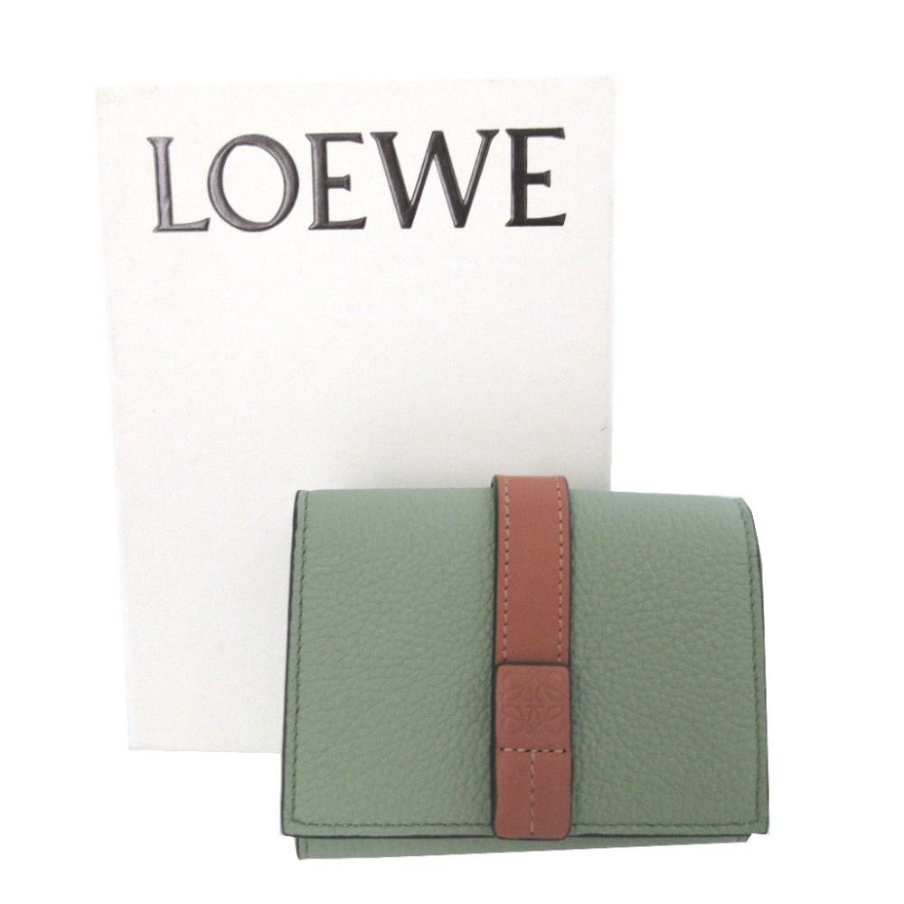 Loewe Anagram Trifold Leather Green Compact Wallet — view 2