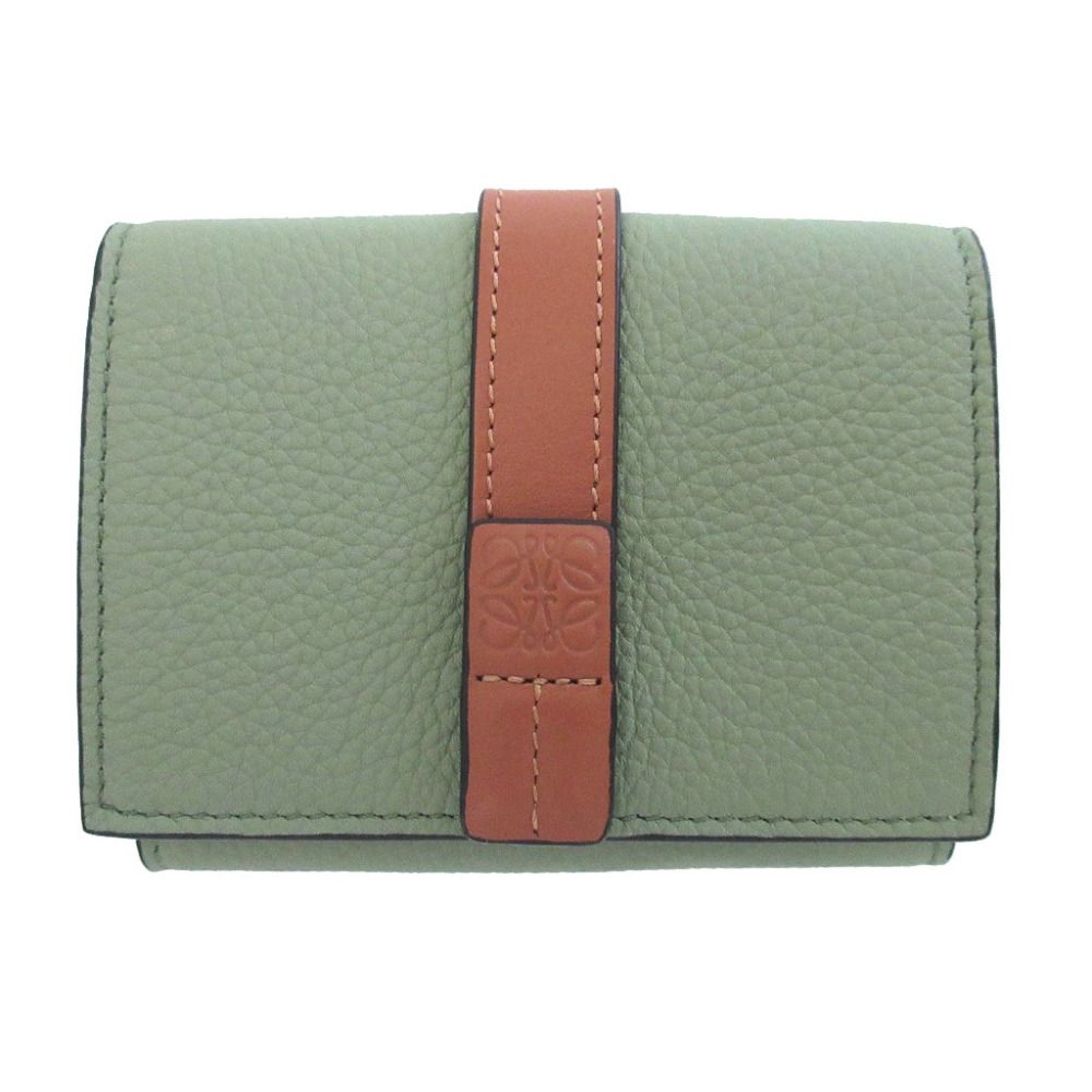 Loewe Anagram Trifold Leather Green Compact Wallet