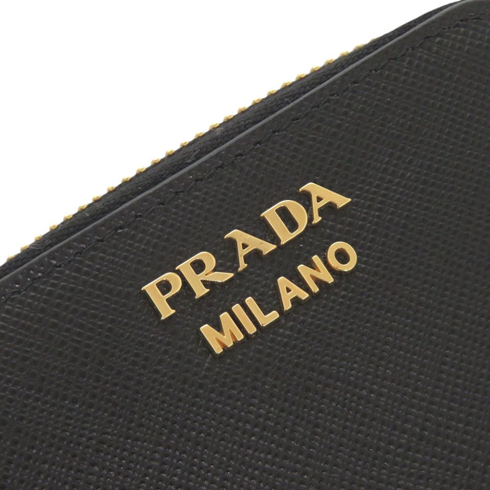 Prada Saffiano Triangle Logo Charm Black Coin Purse — view 7