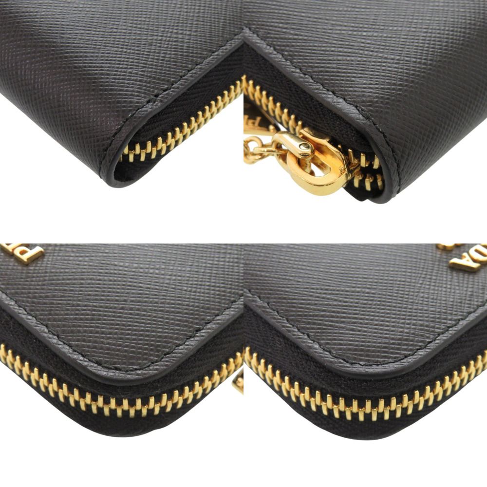 Prada Saffiano Triangle Logo Charm Black Coin Purse — view 4