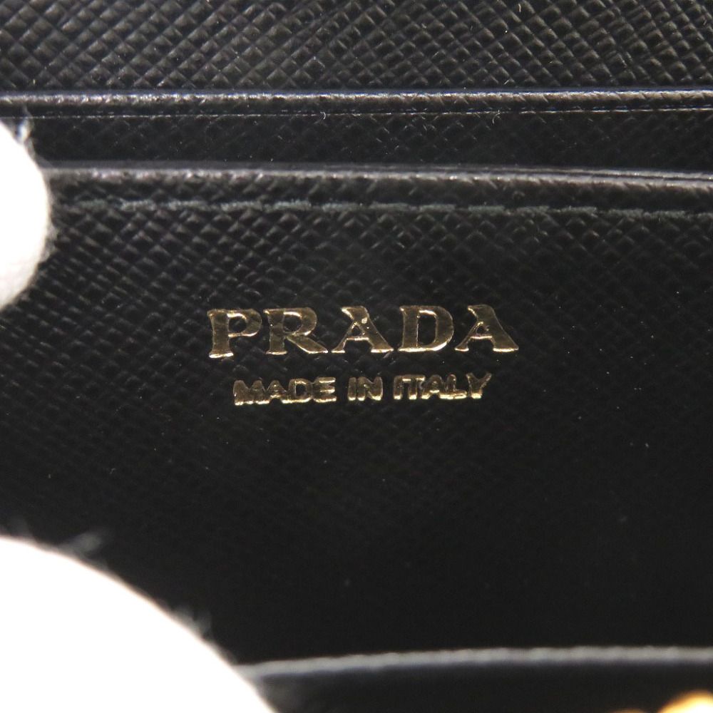 Prada Saffiano Triangle Logo Charm Black Coin Purse — view 6