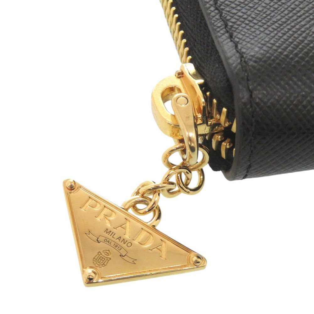 Prada Saffiano Triangle Logo Charm Black Coin Purse — view 8