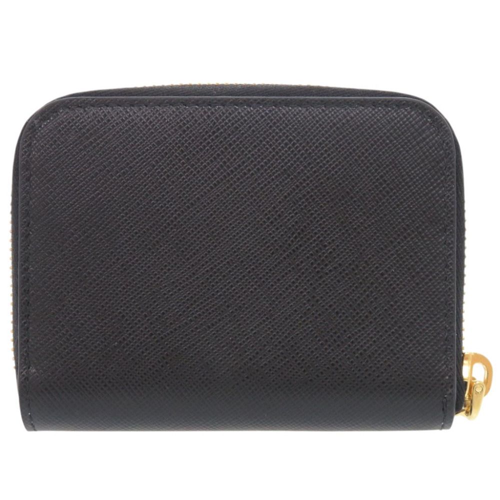 Prada Saffiano Triangle Logo Charm Black Coin Purse — view 3