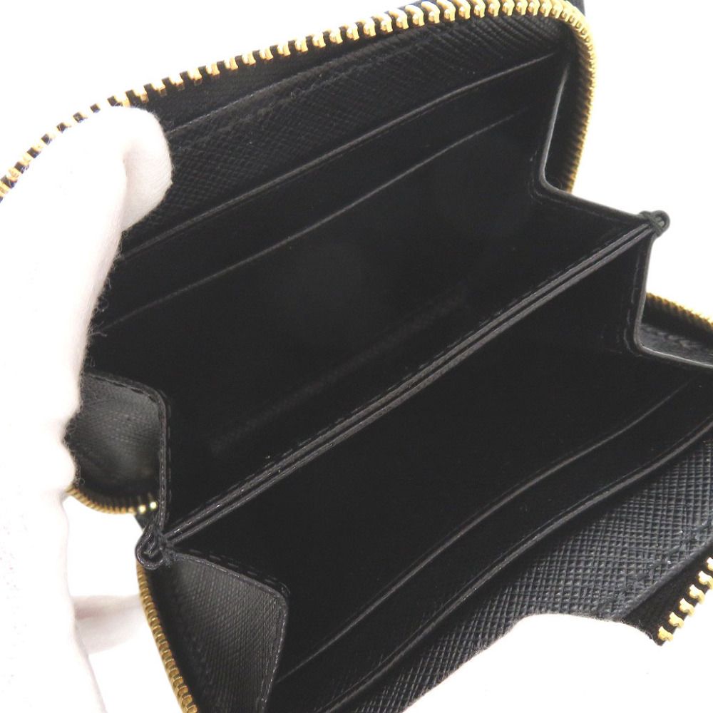 Prada Saffiano Triangle Logo Charm Black Coin Purse — view 5