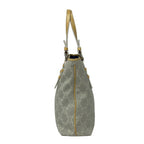 Celine Tote Paris Macadam Light Gray White Dark Yellow Leather — view 4