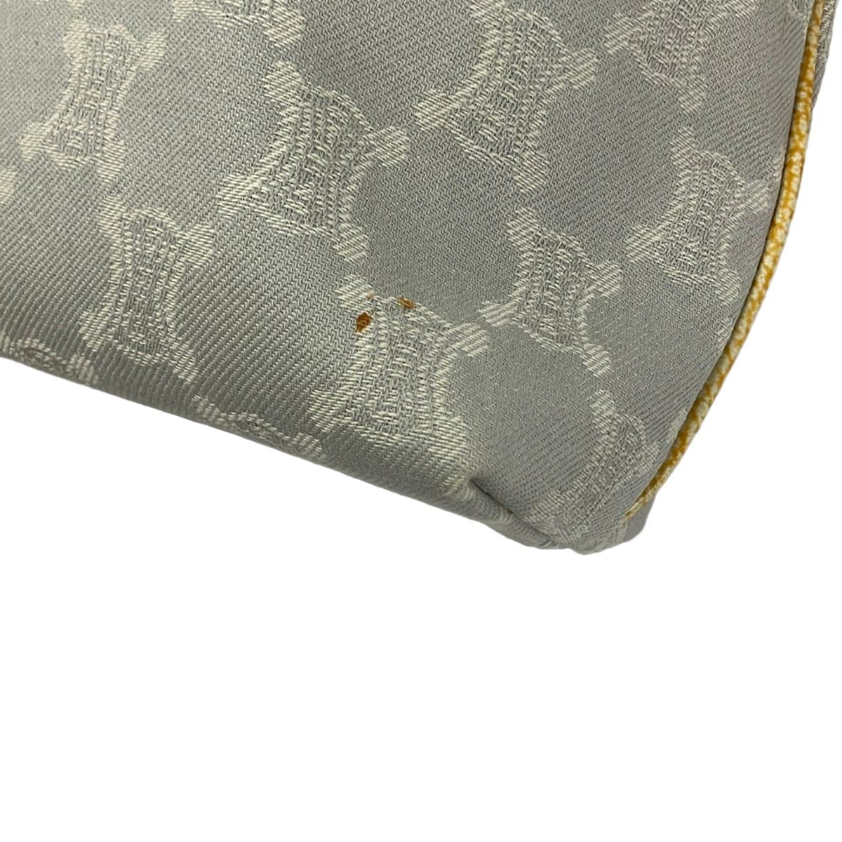 Celine Tote Paris Macadam Light Gray White Dark Yellow Leather — view 6