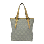 Celine Tote Paris Macadam Light Gray White Dark Yellow Leather