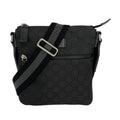 Gucci Shoulder Bag GG Pattern Black Leather