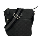 Gucci Shoulder Bag GG Pattern Black Leather