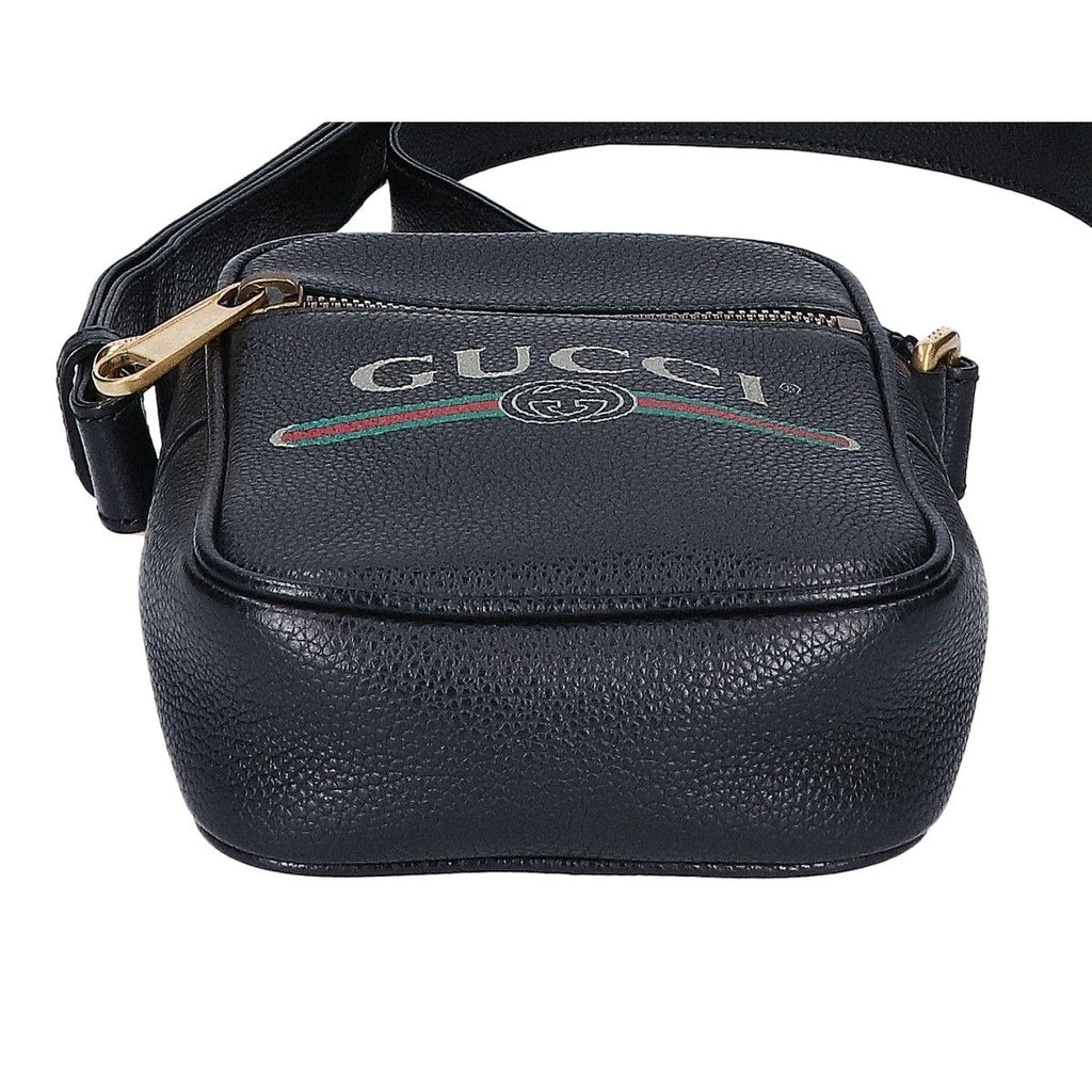 Gucci Logo Print Shoulder Bag Black — view 5