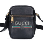 Gucci Logo Print Shoulder Bag Black