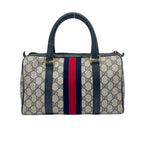 Gucci Handbag Collection GG Plus Supreme Ivory Dark Navy Red Leather — view 3