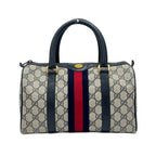 Gucci Handbag Collection GG Plus Supreme Ivory Dark Navy Red Leather