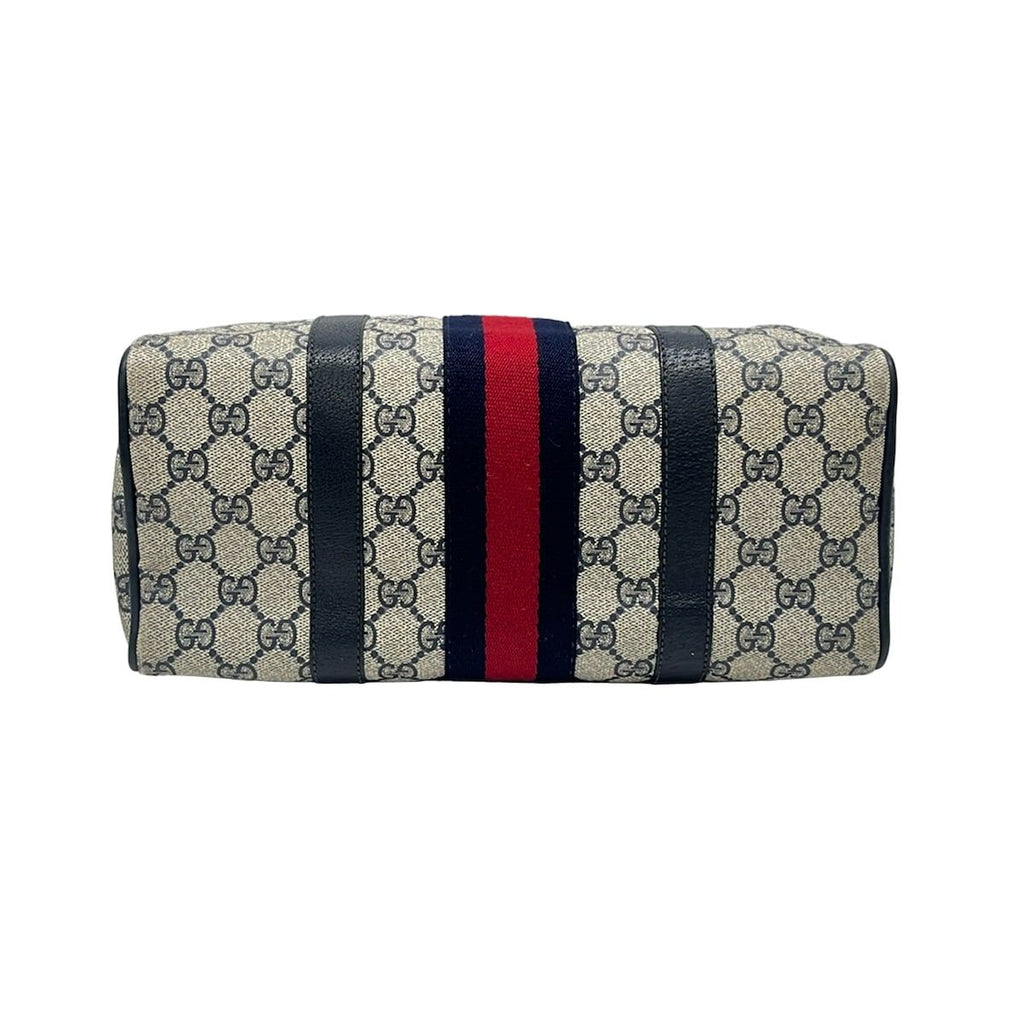 Gucci Handbag Collection GG Plus Supreme Ivory Dark Navy Red Leather — view 5