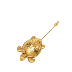 Chanel 96A CC Logo Vintage Turtle Motif Pin Brooch Gold Plated Rhinestone