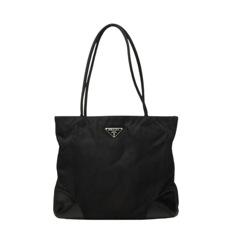 Prada Tote Shoulder Bag Black Nylon Leather
