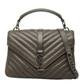 Saint Laurent Cassandra Carre YSL Logo Chain Shoulder Bag 2-Way Brown Gray