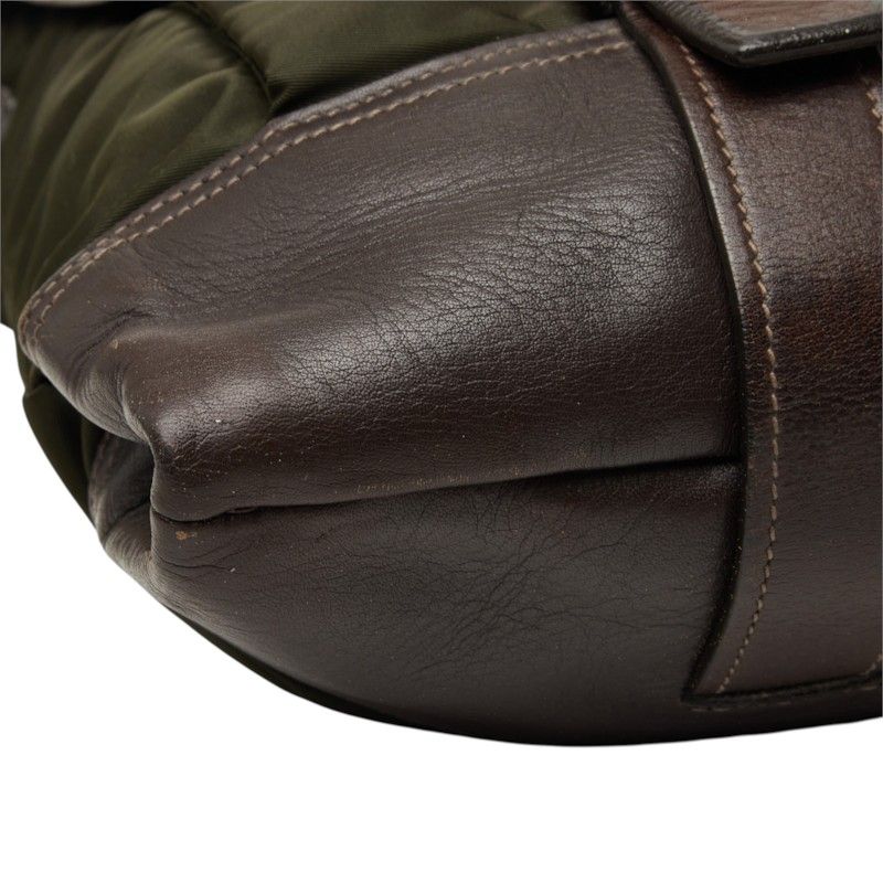 Prada Messenger Bag Crossbody Khaki Nylon Leather — view 5