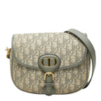 Dior Oblique Bobbi Crossbody Flap Shoulder Bag Jacquard Gray Gold Canvas Leather
