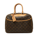 Louis Vuitton Monogram Deauville Handbag Brown Leather