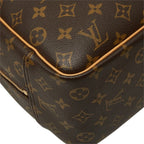 Louis Vuitton Monogram Deauville Handbag Brown Leather — view 4