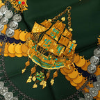 Hermes Carre 90 Kosmima Space Scarf Navy Green Multicolor Silk — view 6
