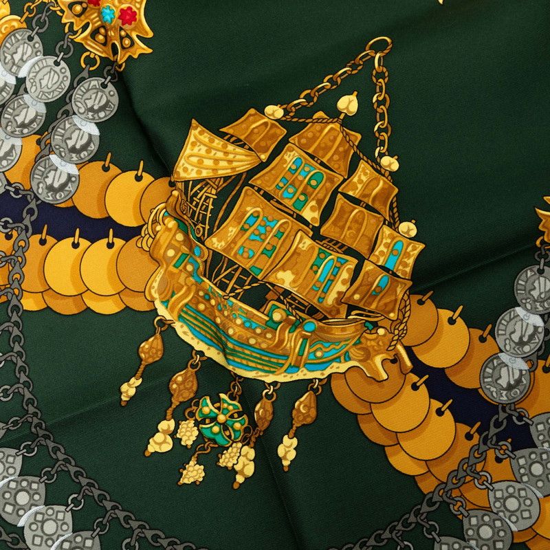 Hermes Carre 90 Kosmima Space Scarf Navy Green Multicolor Silk — view 6