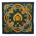 Hermes Carre 90 Kosmima Space Scarf Navy Green Multicolor Silk