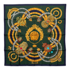 Hermes Carre 90 Kosmima Space Scarf Navy Green Multicolor Silk