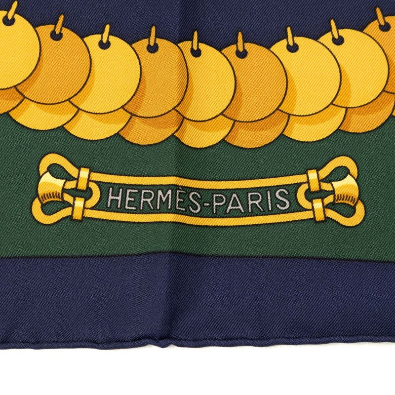 Hermes Carre 90 Kosmima Space Scarf Navy Green Multicolor Silk — view 3